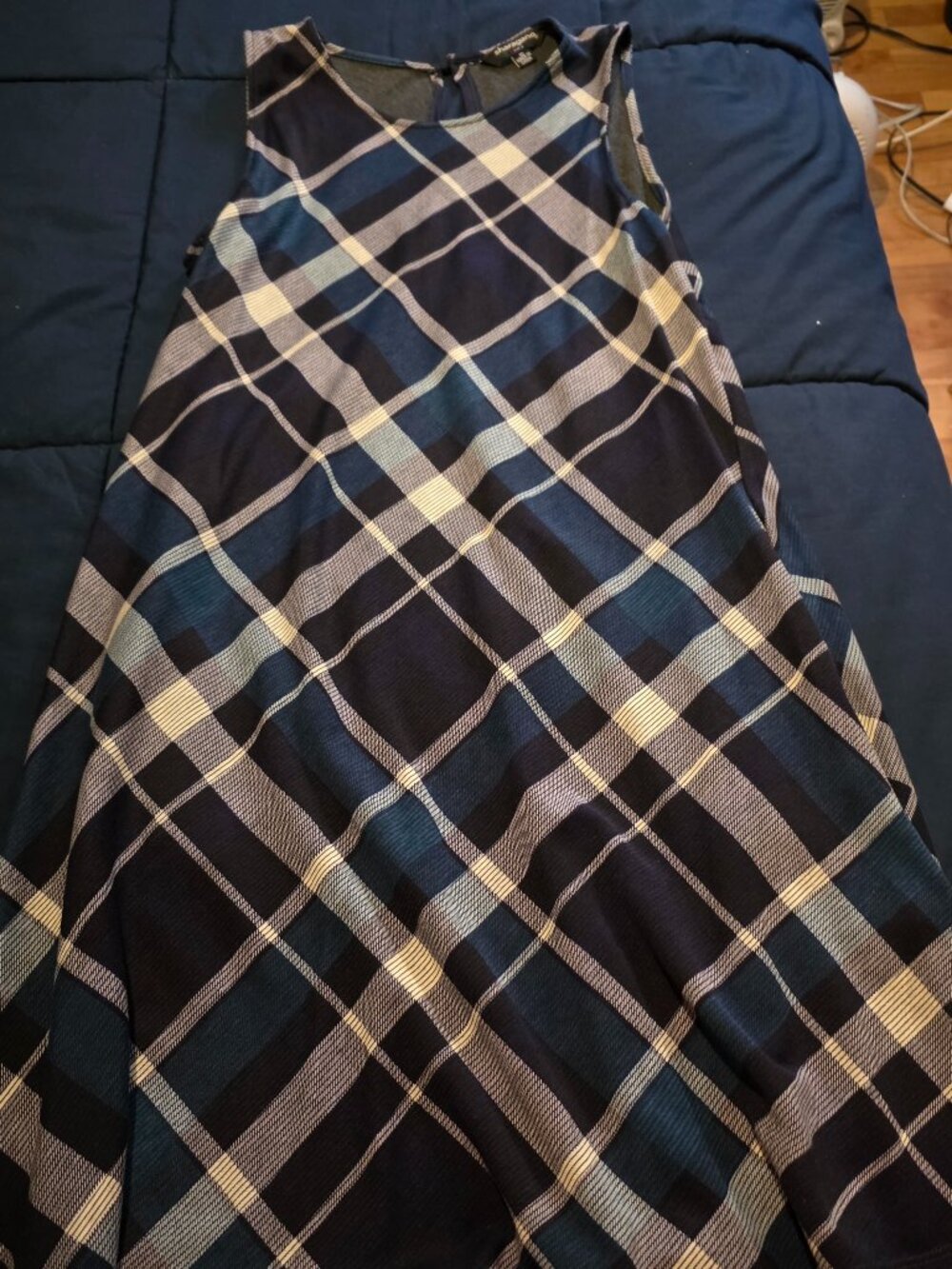 Sharagano Blue Plaid A-line Dress Sz 10